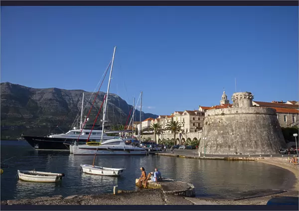 Harbour and City Wall, Korcula, Dalmatia, Croatia