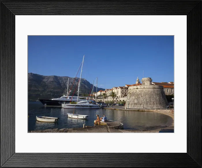 Framed Print : Harbour and City Wall, Korcula, Dalmatia, Croatia Framed Print : Harbour and City Wall, Korcula, Dalmatia, Croatia