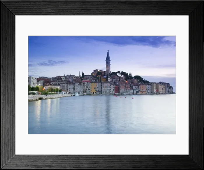 Framed Print : Croatia, Istria, Rovinj, Rovinj town view with the Cathedral of St. Euphemia