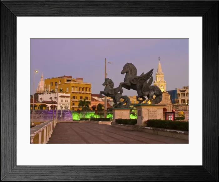 Framed Print : Colombia, Bolivar, Cartagena De Indias, Plaza de la Paz, Los Pegasos statue, Porta Framed Print : Colombia, Bolivar, Cartagena De Indias, Plaza de la Paz, Los Pegasos statue, Porta