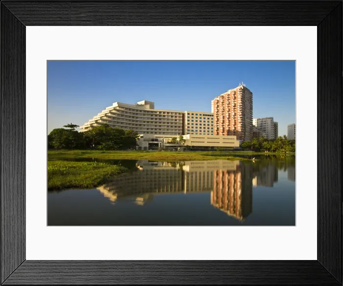 Framed Print : Colombia, Bolivar, Cartagena De Indias, Bocogrande, El Laguit, Hilton Hotel reflecting Framed Print : Colombia, Bolivar, Cartagena De Indias, Bocogrande, El Laguit, Hilton Hotel reflecting