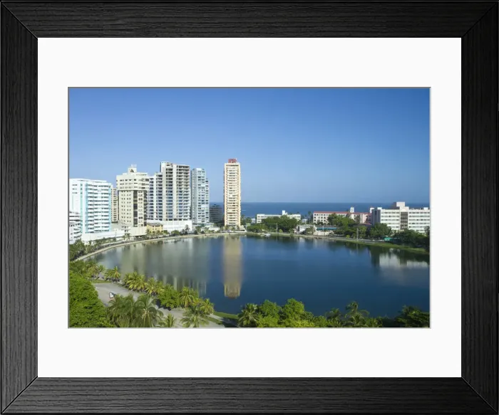 Framed Print : Colombia, Bolivar, Cartagena De Indias, El Laguito, Castillogrande Buildings reflecting Framed Print : Colombia, Bolivar, Cartagena De Indias, El Laguito, Castillogrande Buildings reflecting