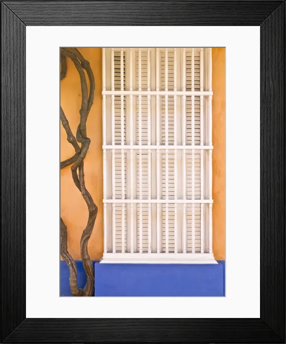 Framed Print : Colombia, Bolivar, Cartagena De Indias, Old walled city, Windows of colonial house Framed Print : Colombia, Bolivar, Cartagena De Indias, Old walled city, Windows of colonial house