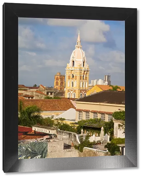 Colombia, Bolivar, Cartagena De Indias, Rooftops and Belltower of the Cathedral