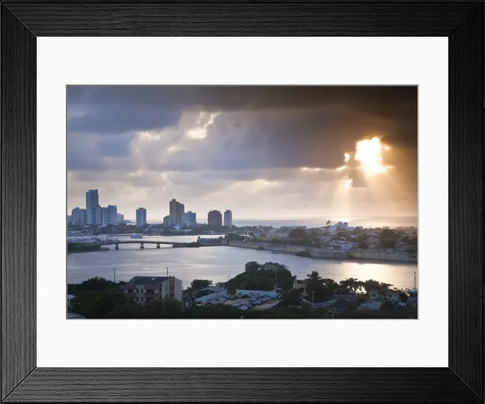 Framed Print : Colombia, Bolivar, Cartagena De Indias, View of Bocogrande and old walled city Framed Print : Colombia, Bolivar, Cartagena De Indias, View of Bocogrande and old walled city