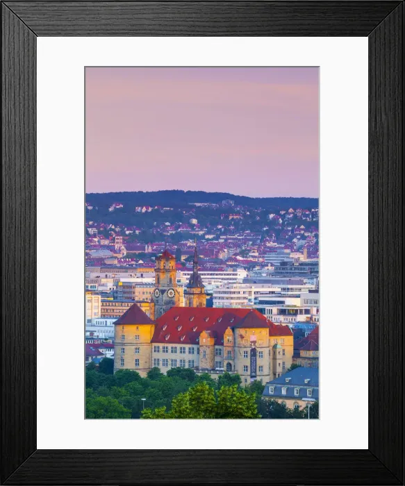 Framed Print : Stiftskirche (Collegiate Church) and Central City Overview illuminated at Sunrise Framed Print : Stiftskirche (Collegiate Church) and Central City Overview illuminated at Sunrise