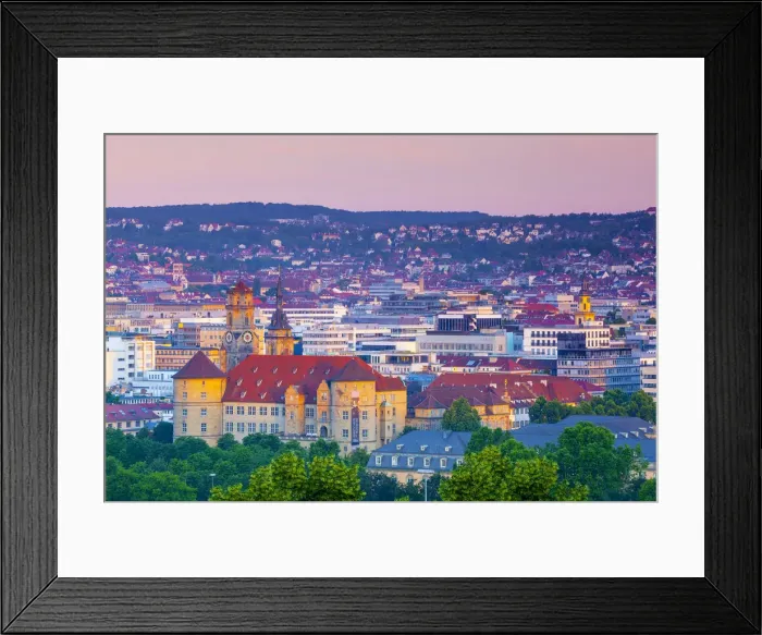 Framed Print : Stiftskirche (Collegiate Church) and Central City Overview illuminated at Sunrise Framed Print : Stiftskirche (Collegiate Church) and Central City Overview illuminated at Sunrise