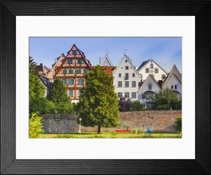 Framed Print : Old Town buildings & city wall along the Danube River, Ulm, Baden-Wurttemberg Framed Print : Old Town buildings & city wall along the Danube River, Ulm, Baden-Wurttemberg
