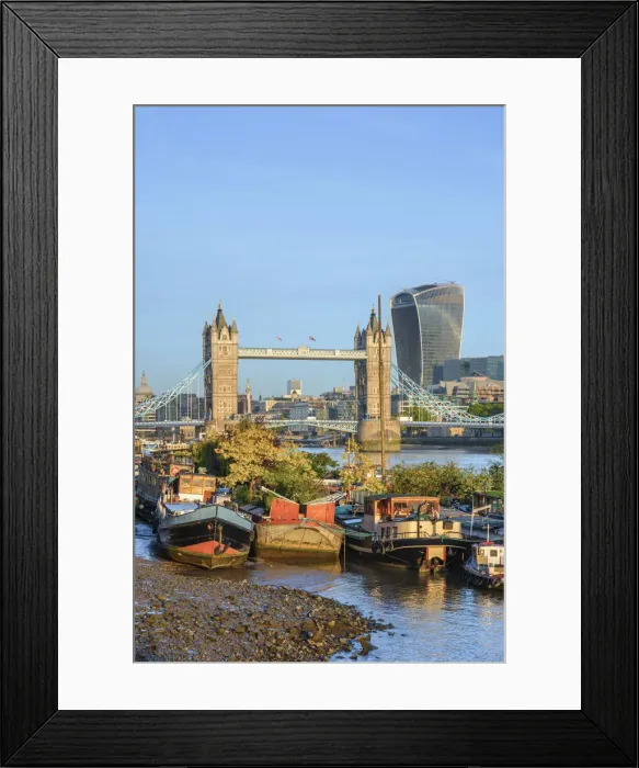 Framed Print : UK, England, London, Tower Bridge over River Thames, City of London skyline Framed Print : UK, England, London, Tower Bridge over River Thames, City of London skyline