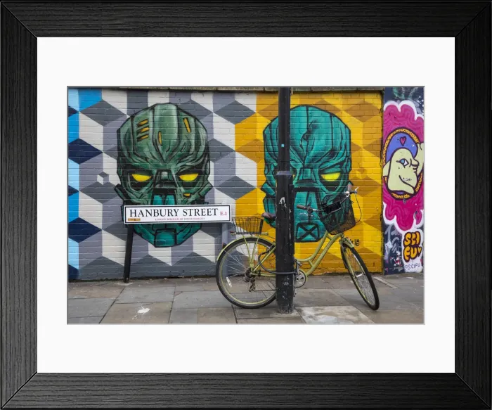 Framed Print : Street art around Brick Lane, East End, London, England, UK Framed Print : Street art around Brick Lane, East End, London, England, UK