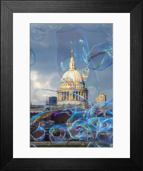 Framed Print : UK, England, London, City of London, St. Pauls Cathedral and street entertainer s Framed Print : UK, England, London, City of London, St. Pauls Cathedral and street entertainer s
