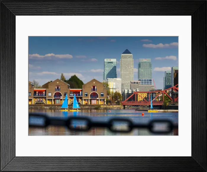 Framed Print : UK, England, London, Shadwell Basin and Canary Wharf beyond Framed Print : UK, England, London, Shadwell Basin and Canary Wharf beyond