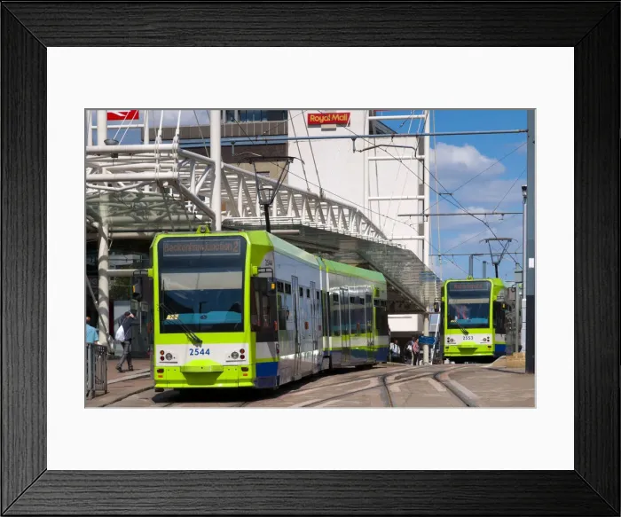 Framed Print : UK, Greater London, Croydon, East Croydon Train Station, Tram and Bus stops
