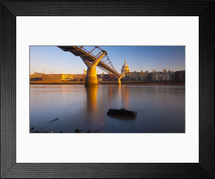 Framed Print : UK, London, St. Pauls Cathedral and Millennium Bridge over River Thames Framed Print : UK, London, St. Pauls Cathedral and Millennium Bridge over River Thames