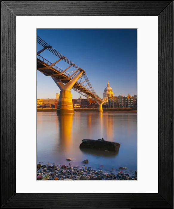Framed Print : UK, London, St. Pauls Cathedral and Millennium Bridge over River Thames Framed Print : UK, London, St. Pauls Cathedral and Millennium Bridge over River Thames