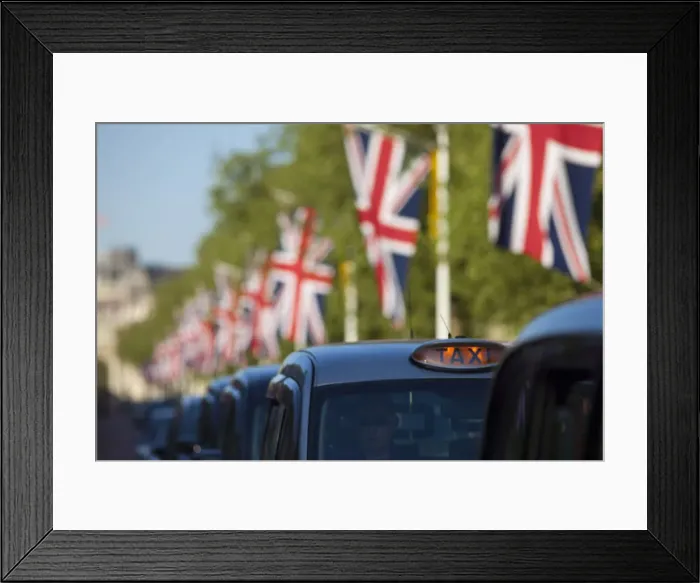Framed Print : Taxis on The Mall, London, England, UK Framed Print : Taxis on The Mall, London, England, UK