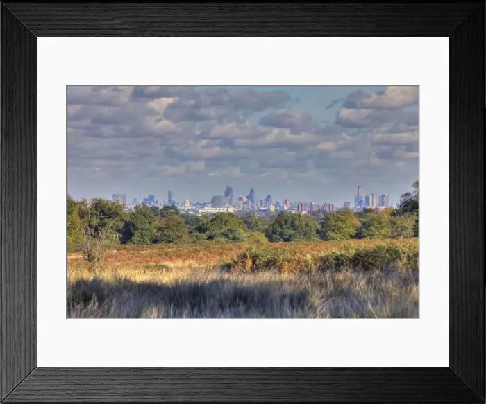 Framed Print : Central London skyline from Richmond Park, London, England Framed Print : Central London skyline from Richmond Park, London, England