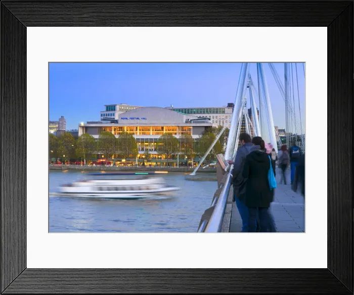 Framed Print : UK, England, London, Royal Festival Hall from Hungerford Bridge across River Thames Framed Print : UK, England, London, Royal Festival Hall from Hungerford Bridge across River Thames