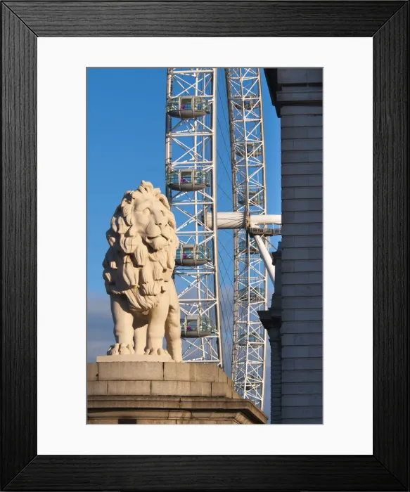 Framed Print : UK, England, London, South Bank Lion and London Eye