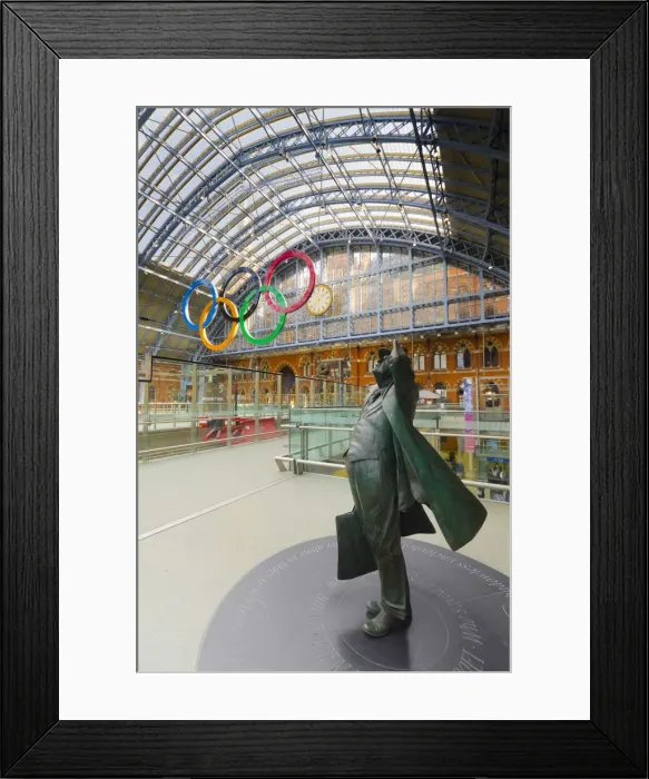 Framed Print : UK, England, London, St Pancras Railway Station, Olympic Rings