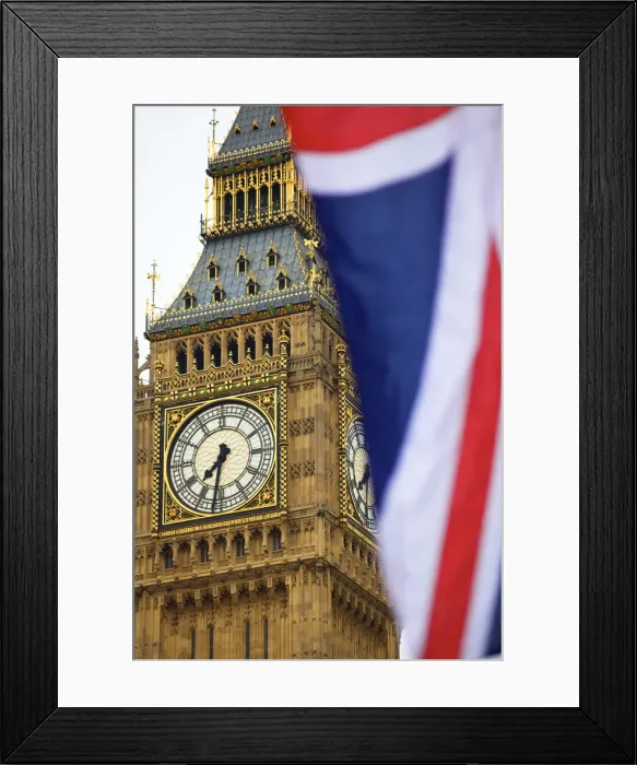 Framed Print : Union Jack and Big Ben, London, England Framed Print : Union Jack and Big Ben, London, England
