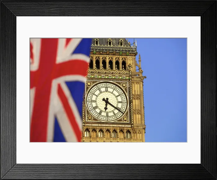 Framed Print : Union Jack and Big Ben, London, England Framed Print : Union Jack and Big Ben, London, England