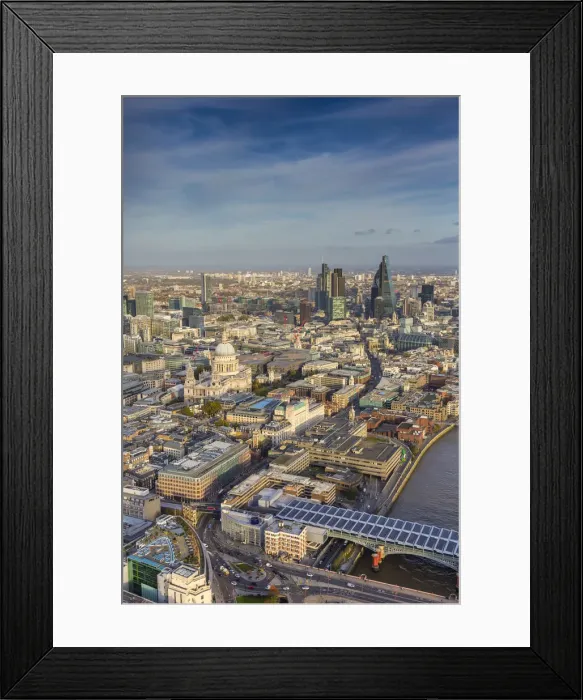 Framed Print : Aerial view from helicopter, St. Pauls and City of London, London, England Framed Print : Aerial view from helicopter, St. Pauls and City of London, London, England