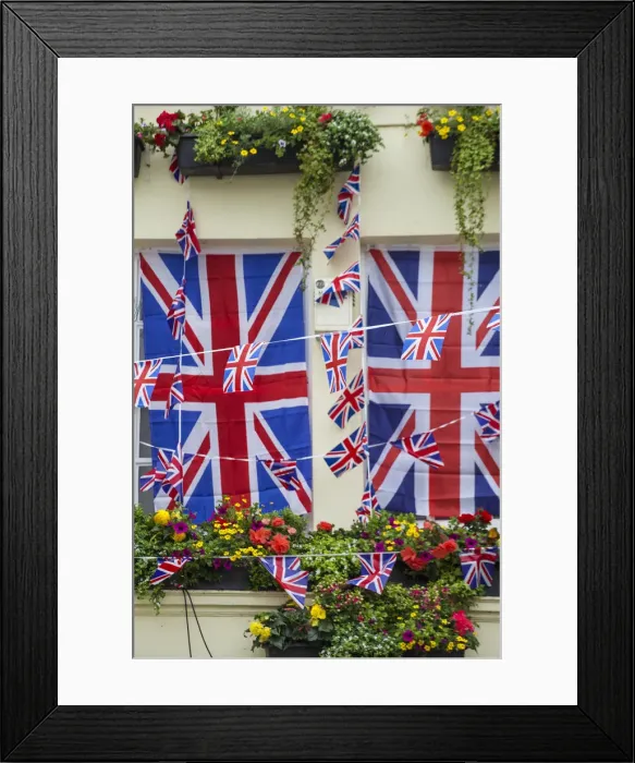 Framed Print : UK, England, London, Kensington, The Churchill Arms Pub with Union Jack bunting to