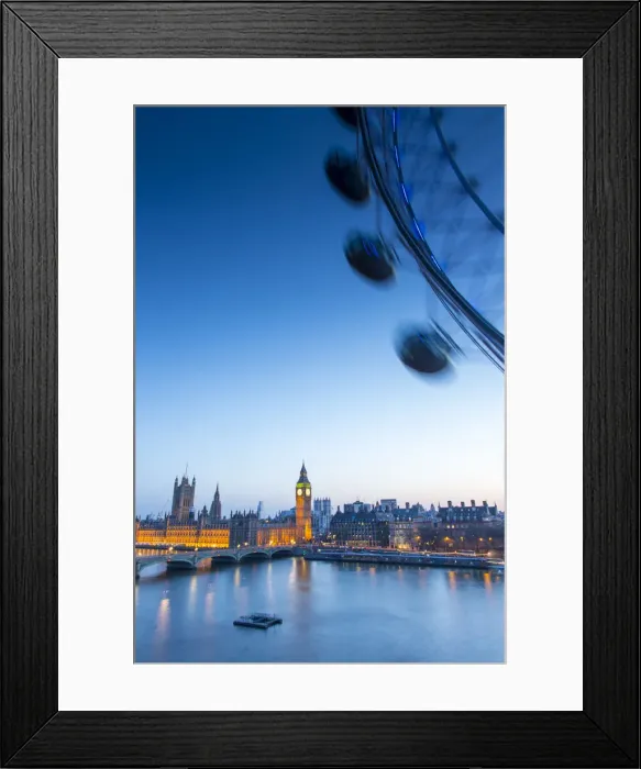 Framed Print : London Eye & Houses of Parliament, London, England, UK Framed Print : London Eye & Houses of Parliament, London, England, UK