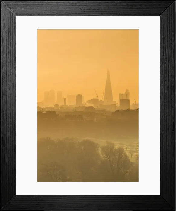 Framed Print : The Shard, Canary Wharf & London Skyline above Hyde Park, London, England, UK