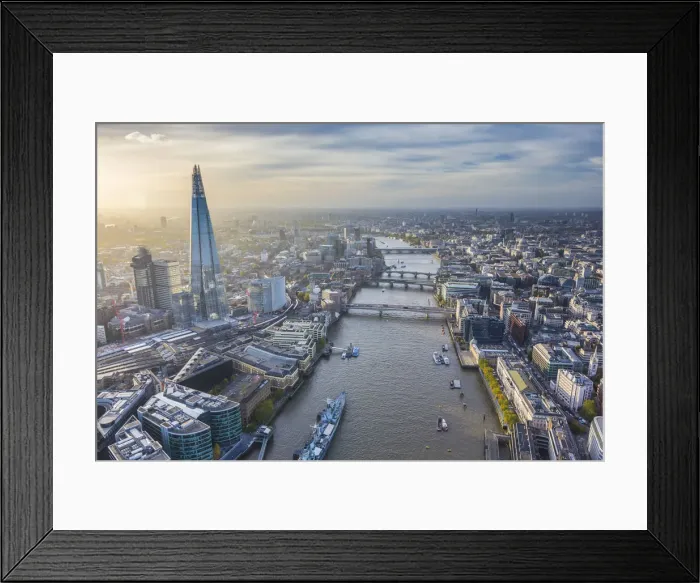 Framed Print : Aerial view from helicopter, London, England Framed Print : Aerial view from helicopter, London, England