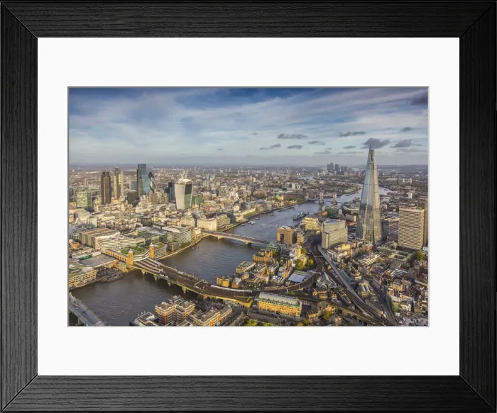 Framed Print : Aerial view from helicopter, The Shard, London, England Framed Print : Aerial view from helicopter, The Shard, London, England