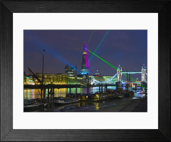 Framed Print : UK, England, London, River Thames, The Shard and Tower Bridge, Topping-Out Celebrations