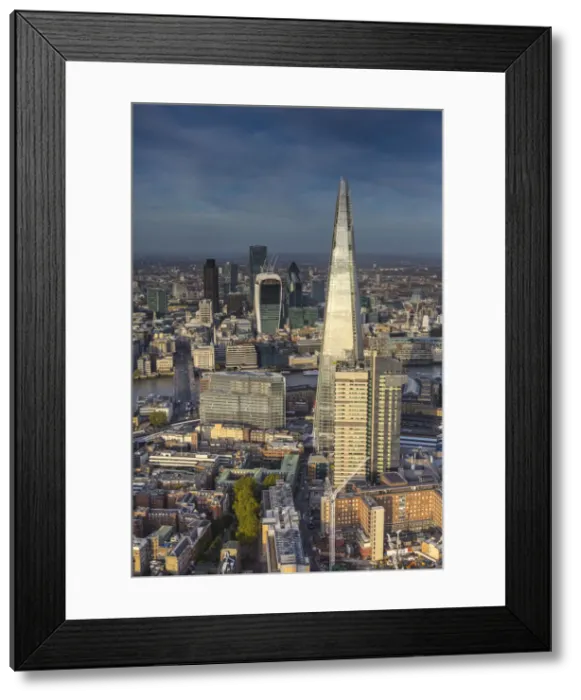 Framed Print : Aerial view from helicopter, The Shard, London, England Framed Print : Aerial view from helicopter, The Shard, London, England