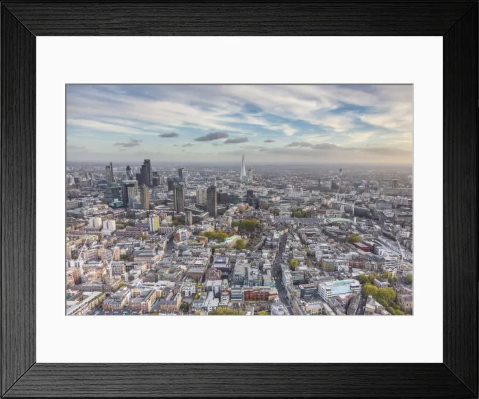 Framed Print : Aerial view from helicopter, Farringdon, Clerkenwell & Barbican, London, England Framed Print : Aerial view from helicopter, Farringdon, Clerkenwell & Barbican, London, England