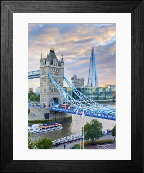 Framed Print : UK, England, London, River Thames, Tower Bridge and The Shard, by architect Renzo Piano Framed Print : UK, England, London, River Thames, Tower Bridge and The Shard, by architect Renzo Piano