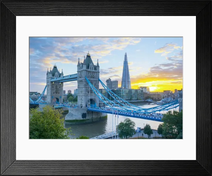Framed Print : UK, England, London, River Thames, Tower Bridge and The Shard, by architect Renzo Piano