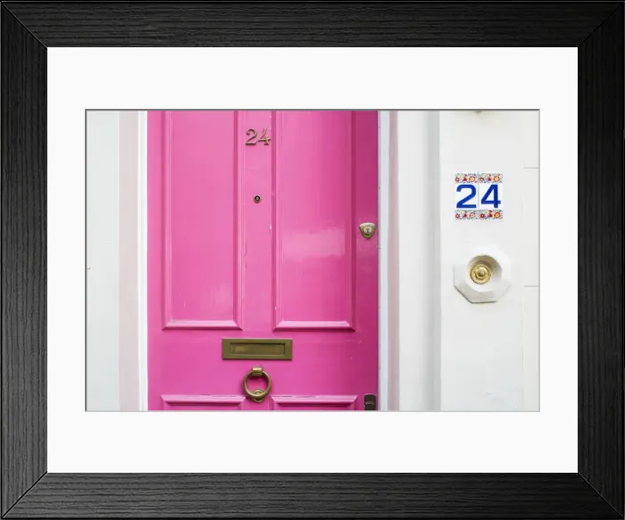 Framed Print : Pink door, Notting Hill, London, England Framed Print : Pink door, Notting Hill, London, England