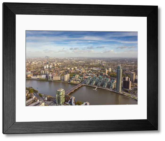Framed Print : Aerial view from helicopter, MI6 building, St. Georges Wharf and Vauxhall, London Framed Print : Aerial view from helicopter, MI6 building, St. Georges Wharf and Vauxhall, London