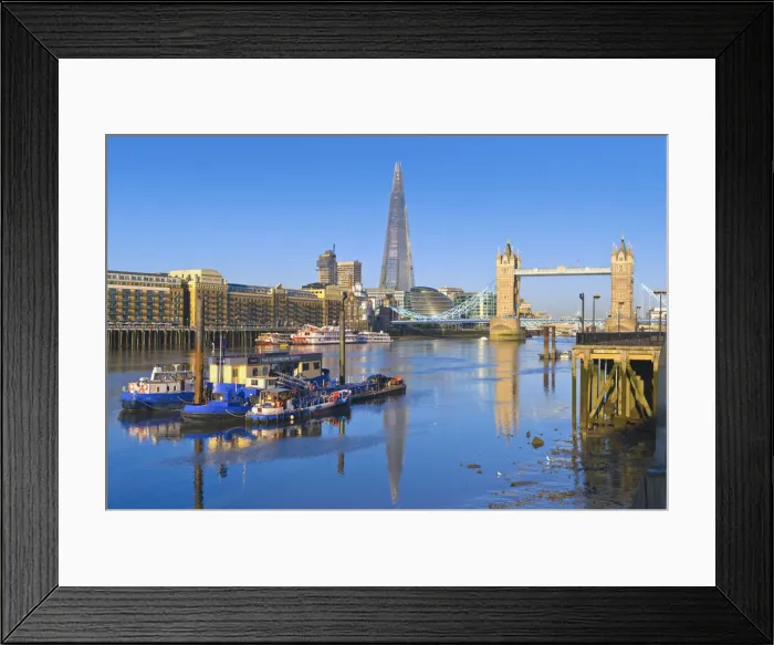 Framed Print : UK, England, London, River Thames, Tower Bridge and The Shard, by architect Renzo Piano Framed Print : UK, England, London, River Thames, Tower Bridge and The Shard, by architect Renzo Piano