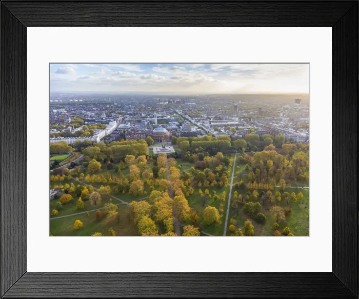 Framed Print : Aerial view from helicopter, Hyde Park, London, England Framed Print : Aerial view from helicopter, Hyde Park, London, England
