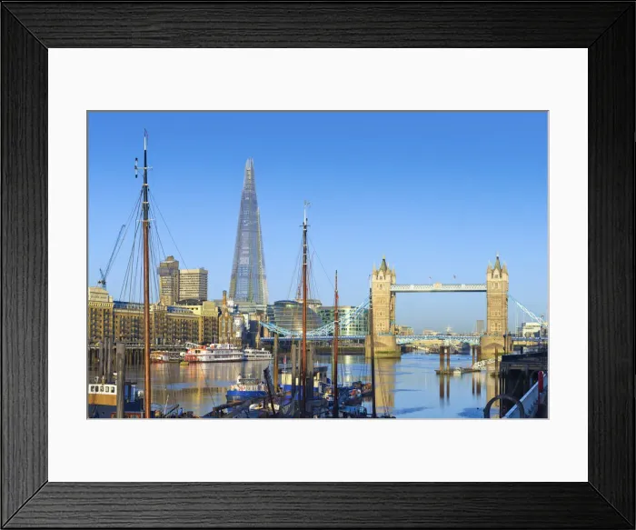 Framed Print : UK, England, London, River Thames, Tower Bridge and The Shard, by architect Renzo Piano Framed Print : UK, England, London, River Thames, Tower Bridge and The Shard, by architect Renzo Piano