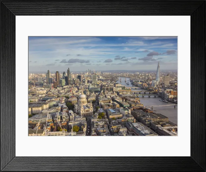 Framed Print : Aerial view from helicopter, St. Pauls and City of London, London, England Framed Print : Aerial view from helicopter, St. Pauls and City of London, London, England