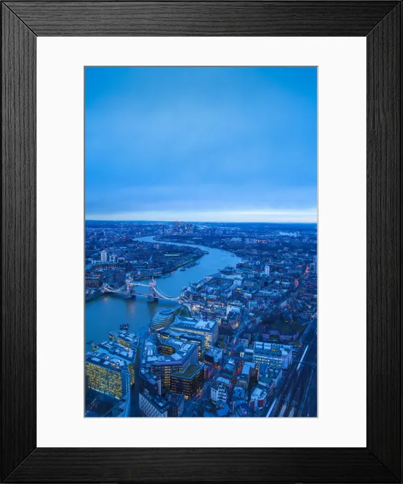 Framed Print : UK, England, London, View of London from The Shard, looking over Tower Bridge to Canary