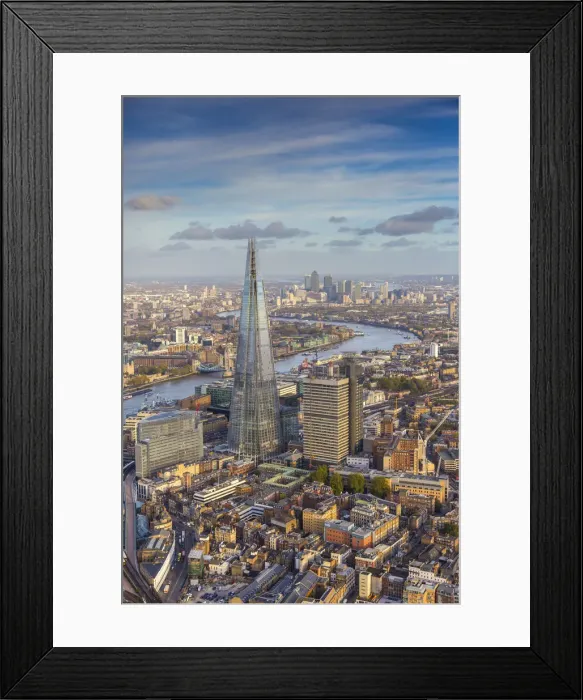 Framed Print : Aerial view from helicopter, The Shard, London, England Framed Print : Aerial view from helicopter, The Shard, London, England