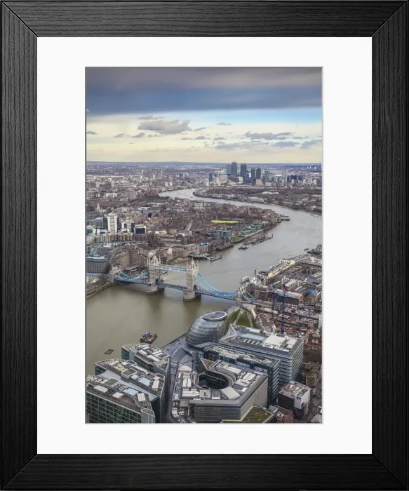 Framed Print : UK, England, London, View of London from The Shard, looking over Tower Bridge to Canary Framed Print : UK, England, London, View of London from The Shard, looking over Tower Bridge to Canary