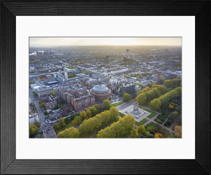 Framed Print : Aerial view from helicopter, Royal Albert Hall & Hyde Park, London, England Framed Print : Aerial view from helicopter, Royal Albert Hall & Hyde Park, London, England