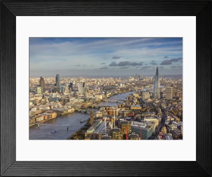 Framed Print : Aerial view from helicopter, The Shard, London, England Framed Print : Aerial view from helicopter, The Shard, London, England