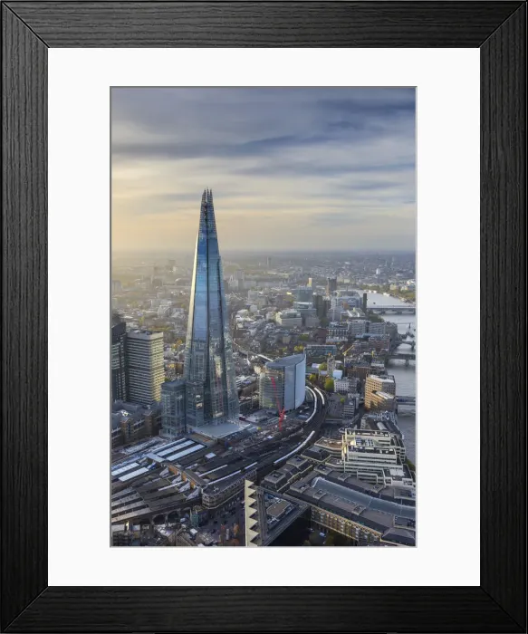 Framed Print : Aerial view from helicopter, The Shard, London, England Framed Print : Aerial view from helicopter, The Shard, London, England