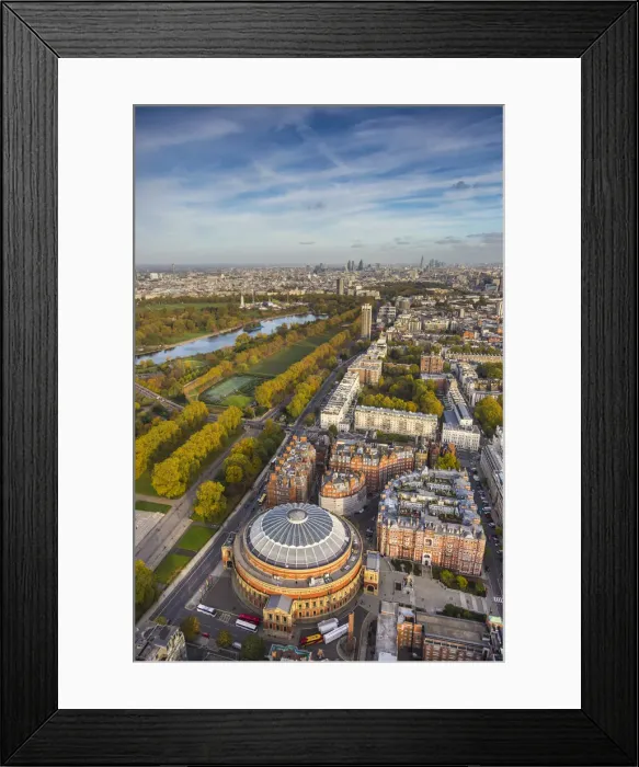 Framed Print : Aerial view from helicopter, Royal Albert Hall & Hyde Park, London, England Framed Print : Aerial view from helicopter, Royal Albert Hall & Hyde Park, London, England